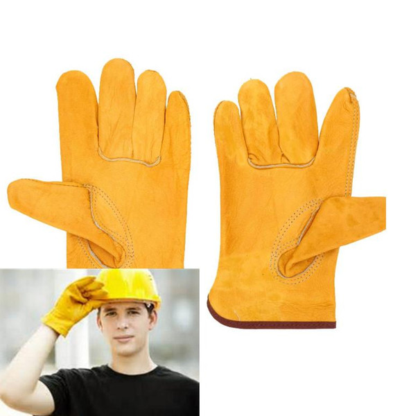 Working Protection Gloves Safety Welding Leather Glovess Yellow Color Size L Protect worker hands Construction site out52