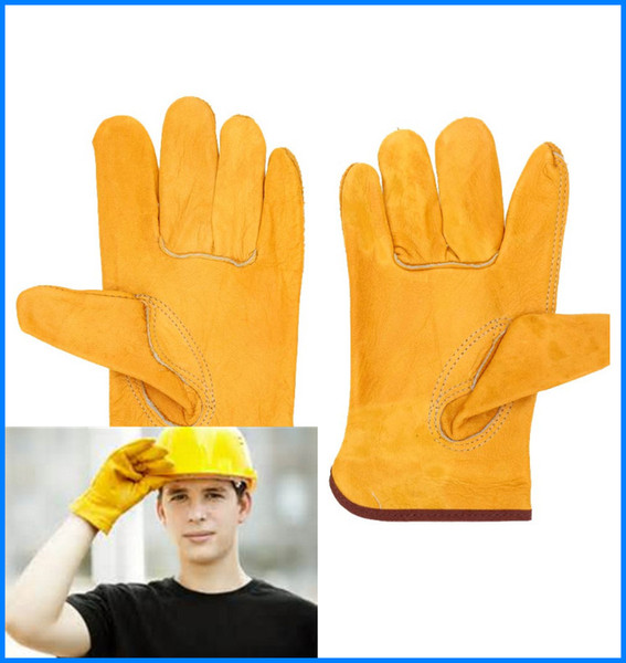 Worker Protection Gloves Safety Welding Leather Gloves Yellow Color Size XL Protect worker hands Construction site out152 DHL