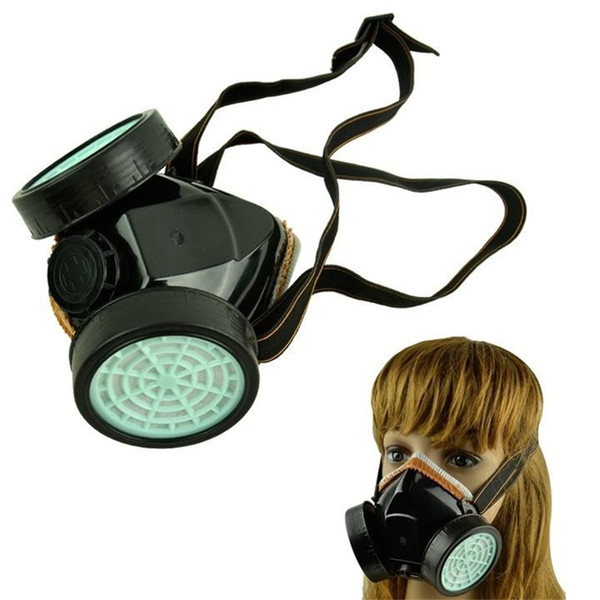 Black Gas Mask Emergency Survival Safety Respiratory Gas Mask Anti Dust Paint Respirator Mask with 2 Dual Protection Filter