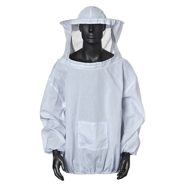 Freeshipping Durable Cotton White Protective Beekeeping Jacket Veil Dress With Hat Equip Suit Smock New Arrrival