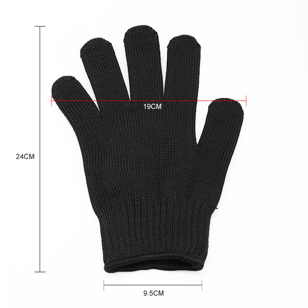 Black Working Safety Gloves Cut-Resistant Protective Stainless Steel Wire Butcher Anti-Cutting Gloves