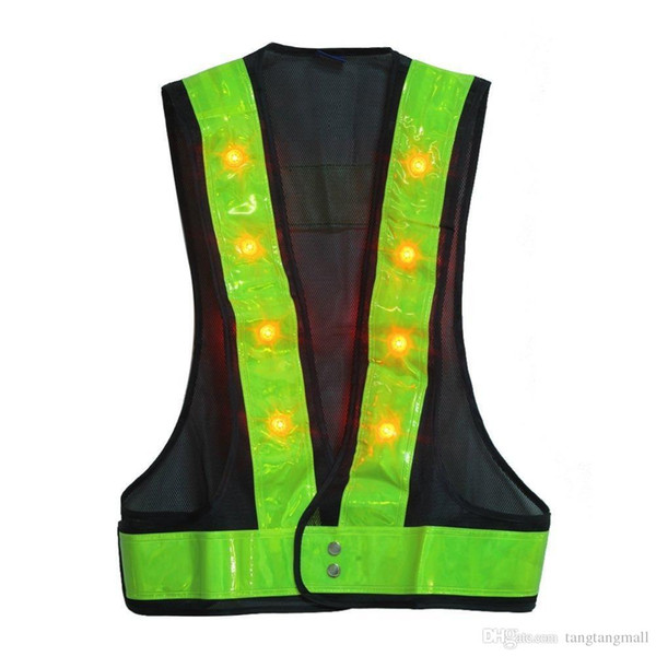 16 LED Light Up Safety Vest With Reflective Stripes Kevlar Tactical Vest Neon lime V clothing Safety Belt Article Printing A5