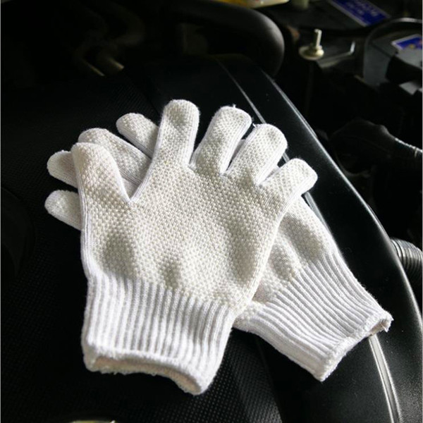 10 needle white cotton yarn Pvc embellishment anti-skid protective gloves