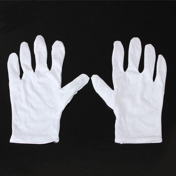 24pcs=12Pair Useful White Cotton Gloves For Housework Workers With Knits For Safely Security Working Labor Free Shipping