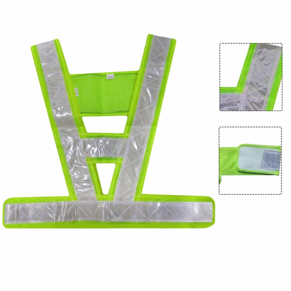 Reflective Vest V-Shaped Safety Waistcoat Reflective Light-emitting Vest For Traffic Running Camping Outdoor Safety Clothing High Visibility