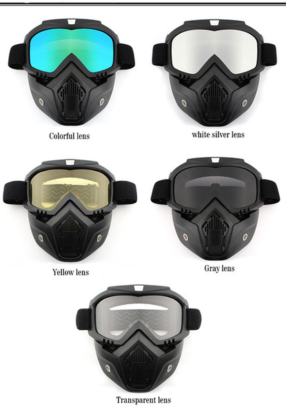 Safety Goggles Face Mask Windproof Dustproof UV-protection Eyewear Mask Removable Bicycle Motorcycle Tactical Goggles Masks free shipping