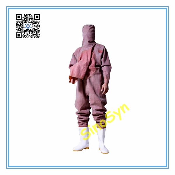 FQ1713 Knit Fabric Rubber Closed Coverall Underwater Fishery Mens Safty Protective Overall Suits with PVC White Waterproof Boots