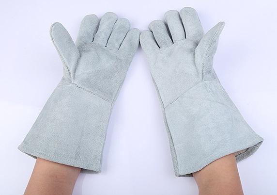 Long leather welder gloves wear-resistant thermal insulation leather welding gloves double thickened labor insurance welding