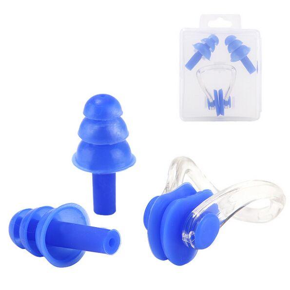 Silicone Swimming earplug adult Waterproof swimming ear plugs Soft Swim nose clip set with case Ear Plugs Diving Swimming Earplug Nose Clip