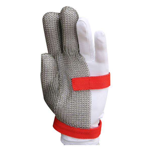 M chain stainless Glove oyster glove Mesh Metal Mesh Butcher Anti-cutting Gloves Three Fingers Nylon Wristbands Gloves Work Safety Gloves