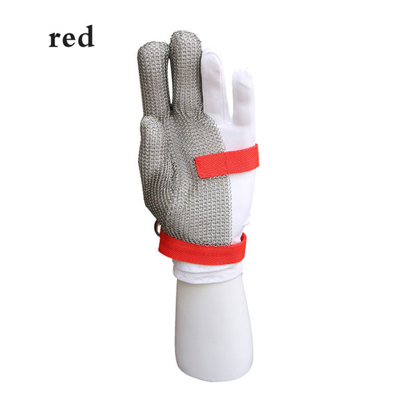 S chain stainless Glove Stainless Steel Mesh Metal Mesh Butcher Anti-cutting Gloves Three Fingers Nylon Wristbands Gloves Work Safety Gloves