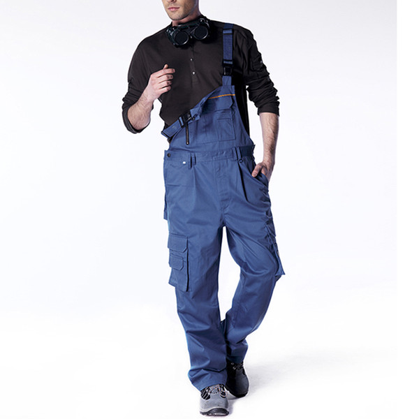 Men bib overall work coveralls fashion vintage locomotive repairman strap jumpsuit pants work uniform summer sleeveless overalls