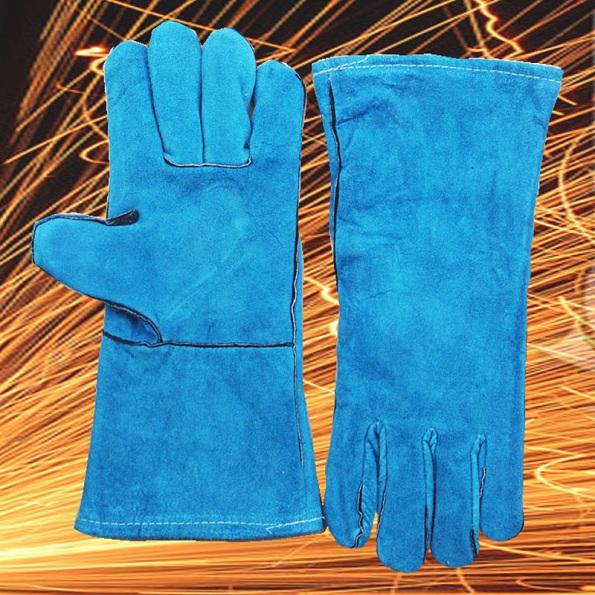 7 Colors Newest Stretch Long Type Antiwear Cow Leather Safety Protective Welding Work Gloves for Building Site Welder Soldering