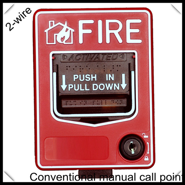 2-wire pull down conventional manual call point/glass broken button for conventional any fire alarm panel