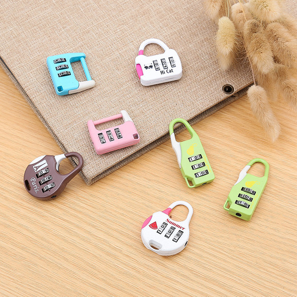 Mini Password Lock for Drawer Luggage Travel Bag Security Padlock with Cuta Carton Design Metal Locks for Students