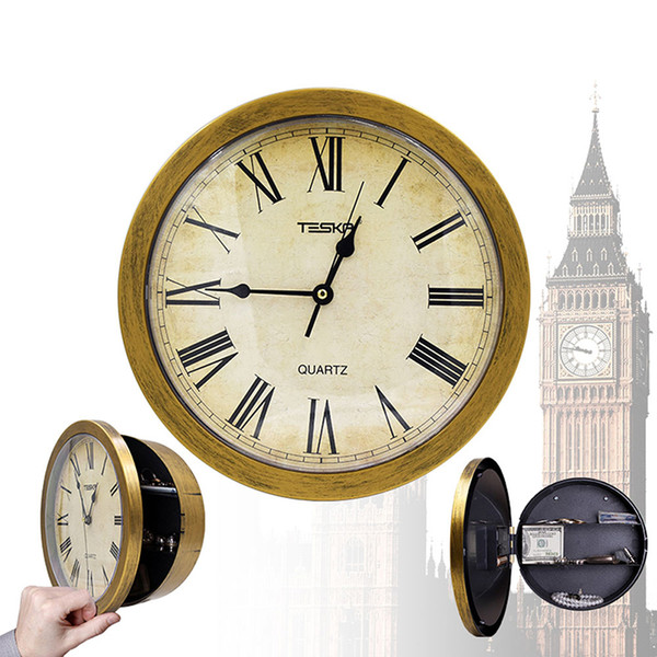 Wall Clock Hidden Secret Safe Box for Cash Money Jewelry Storage Security Safes Bronze