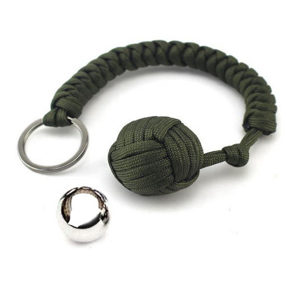 Outdoor Security Protection Black Monkey Fist Steel Ball For Girl Bearing Self Defense Lanyard Survival Key Chain Broken Windows