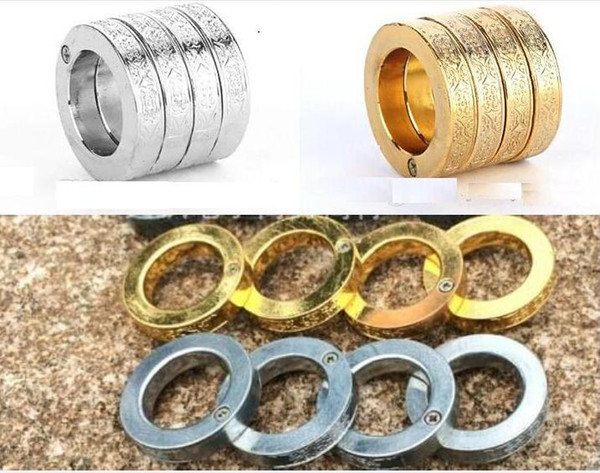 Gold and Silver Rings Self Defense Stainless Steel Ring One Ring unfolds into four Rings Defense Knuckle Free Shipping