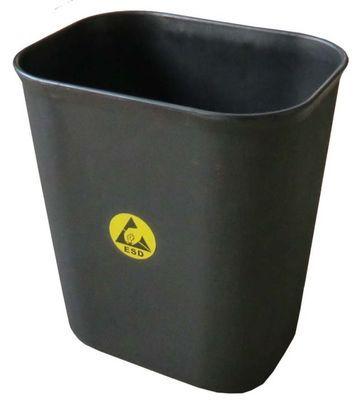 ESD-Safe 28 Quart Trash Receptacle with Yellow Reaching Hand Logo, Black