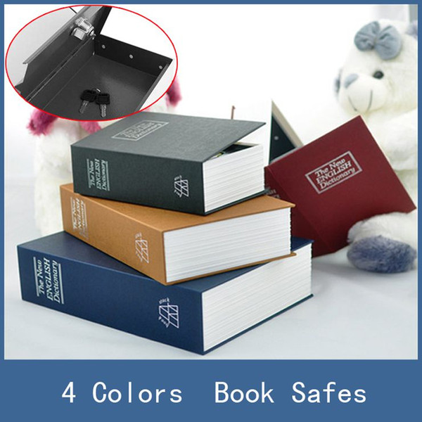 Safe Box 4 Colors Steel Dictionary Hidden Security Secret Coffer Strongbox Book Safes , Small Money Coin Store Key Lock Box