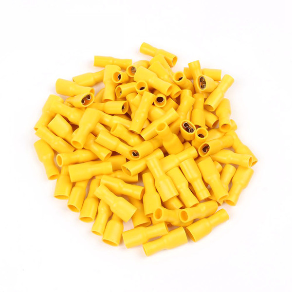 FDFD5.5-250 Female Insulated Electrical Crimp Terminal yellow Connectors Cable Wire Connector 1000PCS/Pack AWG 12-10 FDFD