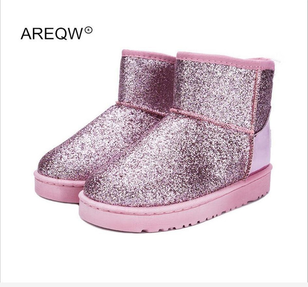 2019 AREQW FASHION new winter snow boots sequins classic women short boots fashion women's shoes thick cotton boots