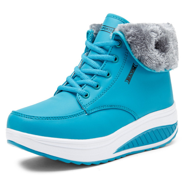 Winter female shoes plus velvet swing shoes woman platform snow boots women thermal cotton-padded flat ankle boots women
