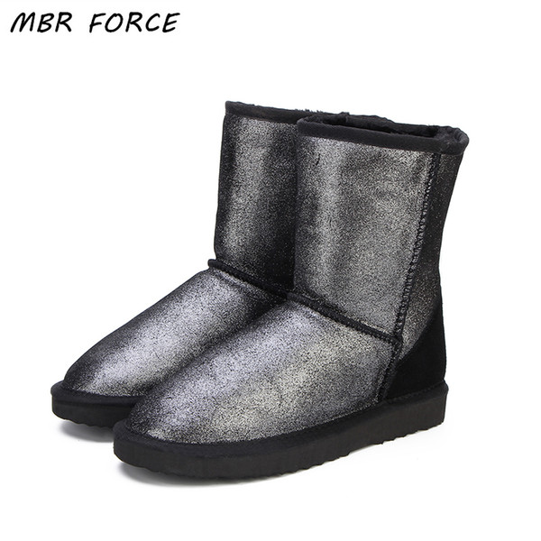 MBR FORCE Top Quality Genuine Leather Snow Boots for Women Waterproof Winter Boots Women Boots 2 Colour shoes US 4-13