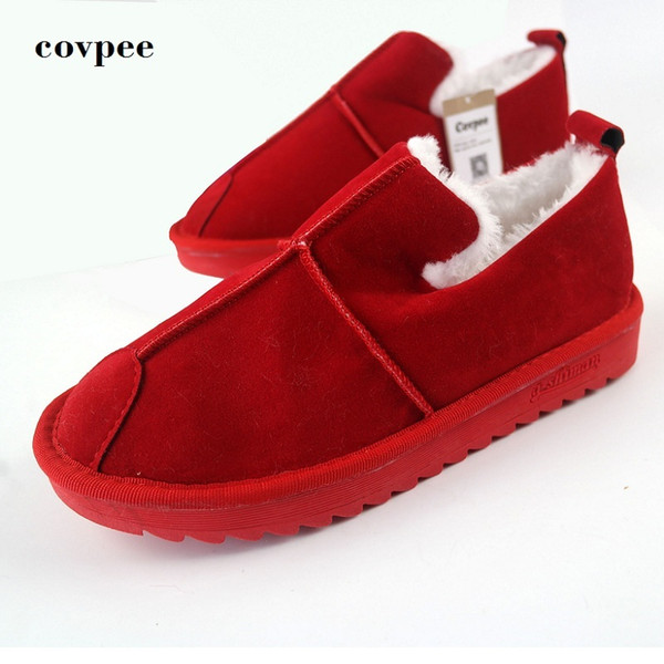 2019 Hot Sale Shoes Women Boots Solid Slip-On Soft Cute Women Snow Boots Round Toe Flat with Winter Fur Ankle Boots