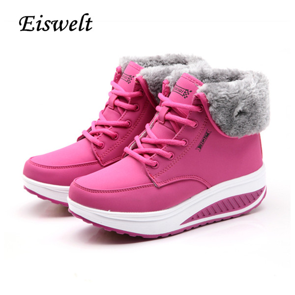 EISWELT Winter Female Plus Velvet Swing Shoes Snow Platform Boots Women Thermal Cotton-padded Shoes Flat Ankle Boots#EHL18