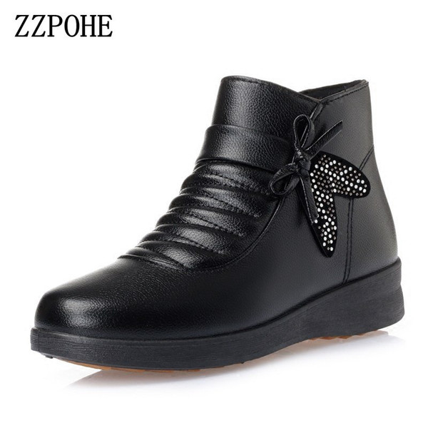 2019 ZZPOHE Women Winter Boots Woman Fashion Casual Wedges Ankle Boots Women Flat Warm Snow Boots Ladies Cotton Shoes