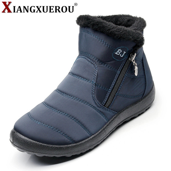 2019 Plus size 35-43 2018 winter new women's boots snow boots women's tube thick plush waterproof casual side zipper cotton boots