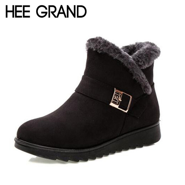 2019 HEE GRAND Women Warm Ankle Boots Faux Fur Winter Womens Waterproof Anti Slip Ankle Bootie Warm Fur Footwear Shoes Booten XWX6803