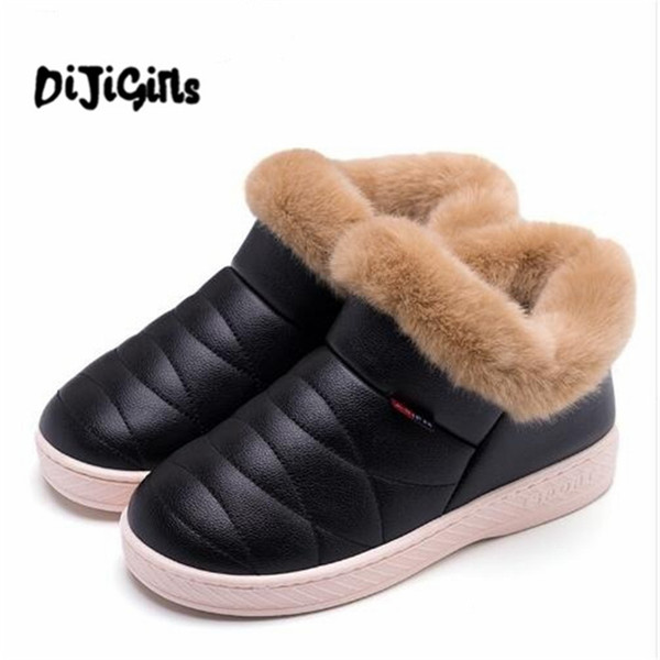 2019 Women Cotton Boots Waterproof Winter Warm Fur Ankle Boots Couple Thick Soled Warm Shoes Woman Flats Botas Mujer Zapatos