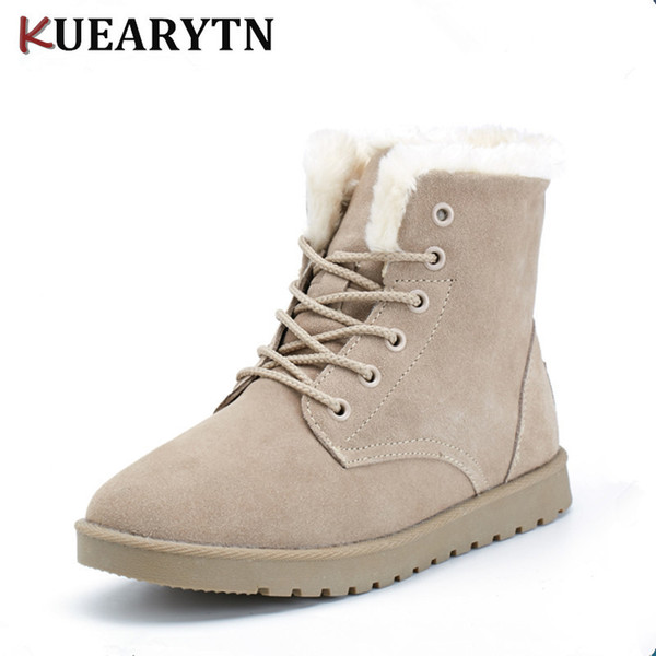 2019 Women boots 2018 winter snow boots female boots Duantong warm lace flat with European and American tide shoes F031 hot sale