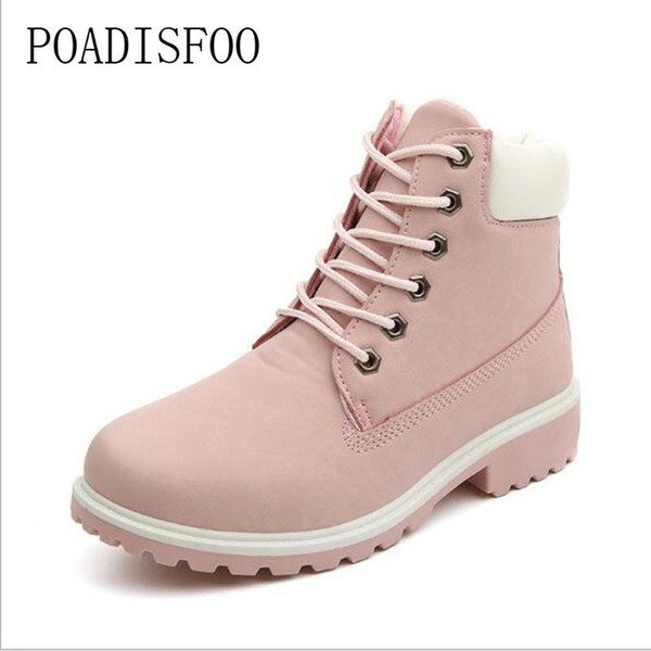 POADISFOO women shoes snow boots warm Women Boots Brand Woman Ankle Botas Hard Outsole shoes women Solid color plush boot .XZ-07