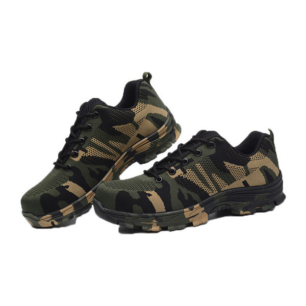 Men's Plus Size Outdoor Steel Toe Cap Military Work & Safety Boots Shoes Men Camouflage Army Puncture Proof Boots 46