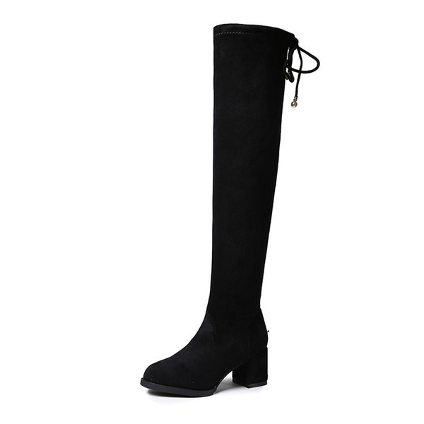 suede over the knee boots for Women High heel thigh high boots 2018 Autumn Elasticity ladies long Boots Women Shoes