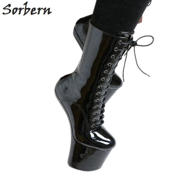 Sorbern 20Cm Hoof Heelless Ankle Boots For Women Platform Shoes Cosplay Unisex Dragqueen Booty Extreme High Heels Vamp Cos Shoes