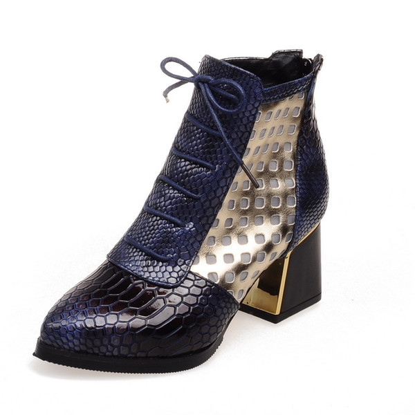 Female Short mesh boots single boots with snakeskin shoes platform fashionable monophonic spring-autumn with women's shoes. XZ-047