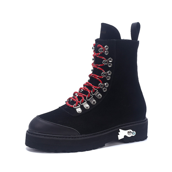 Fashion Genuine leather rivets women shoes ankle skull For women Boots and Brand quality Black with boots for girls . XDX-040