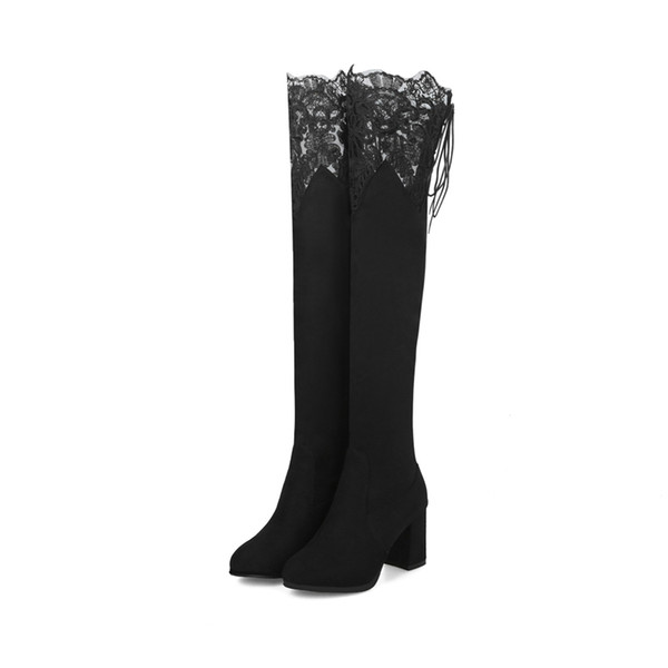 For women lace over the knee Winter boots For women women's platform High-heeled shoes Lace shoes warm winter boots shoes mujer. XZ-024