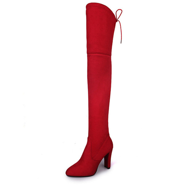 Women's over-the-knee high heel boots Women's sexy round head zipper boots Ins trend style boots warm winter TY-43