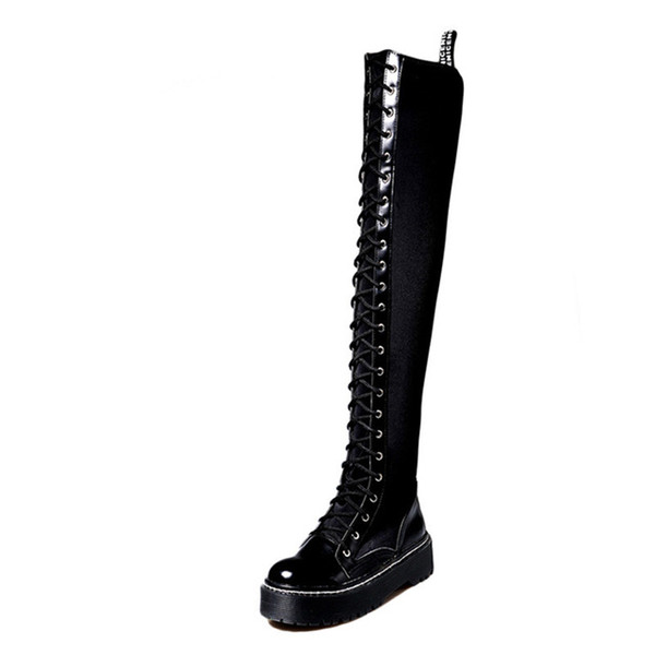 Winter boots brand high-heeled knee boots female thick with side zipper stovepipe long tube size code elastic boots .XZ-107