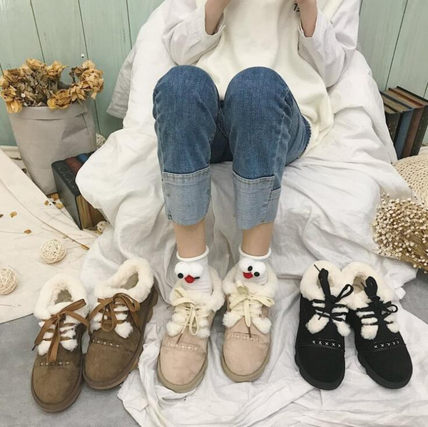 2018 Autumn winter New Women Ankle Boots Knitting wool Flat bottom Martin boots Fashion casual shoes Cotton-padded shoes Adding cotton DDS28