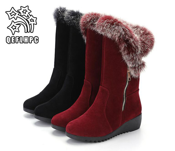 2018 new Women's shoes. Winter Half boots. Casual fashion Women's boots. Keep warm. Waterproof. Martin. suede. Leather. Rabbit's hair.