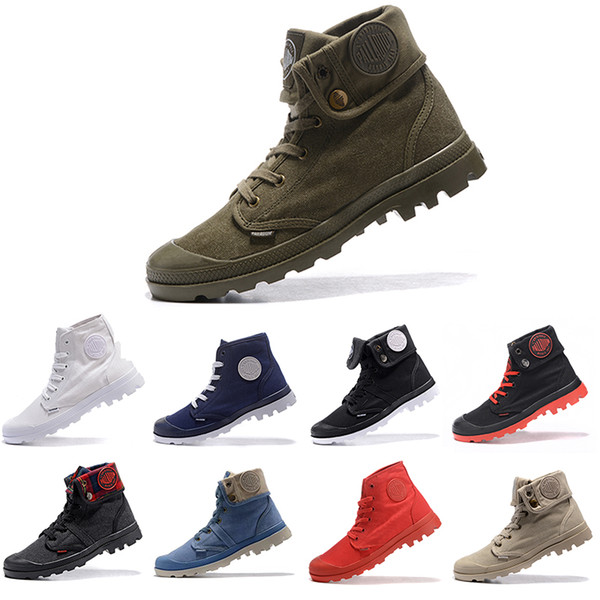 Cheaper New PALLADIUM Pallabrouse Men High Army Military Ankle mens women boots Canvas Sneakers Casual Man Anti-Slip designer Shoes 36-45