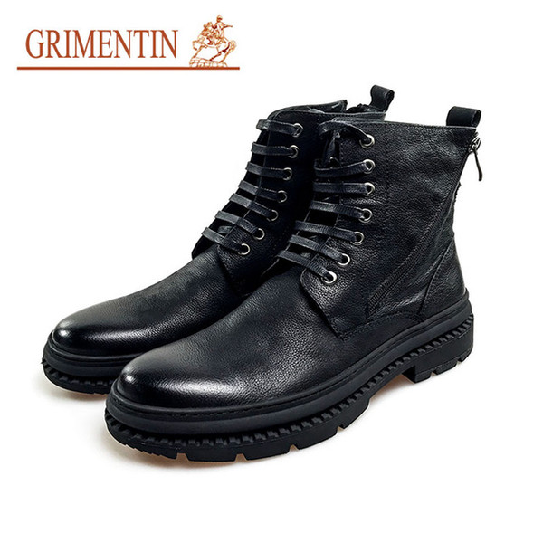 GRIMENTIN Hot sale brand men boots 100% genuine leather black men ankle boots fashion dress mens formal shoes JM