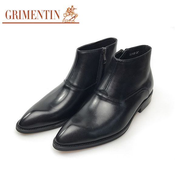 GRIMENTIN Hot sale brand men boots 100% genuine leather black fomale business mens ankle boots Italian fashion dress mens shoes