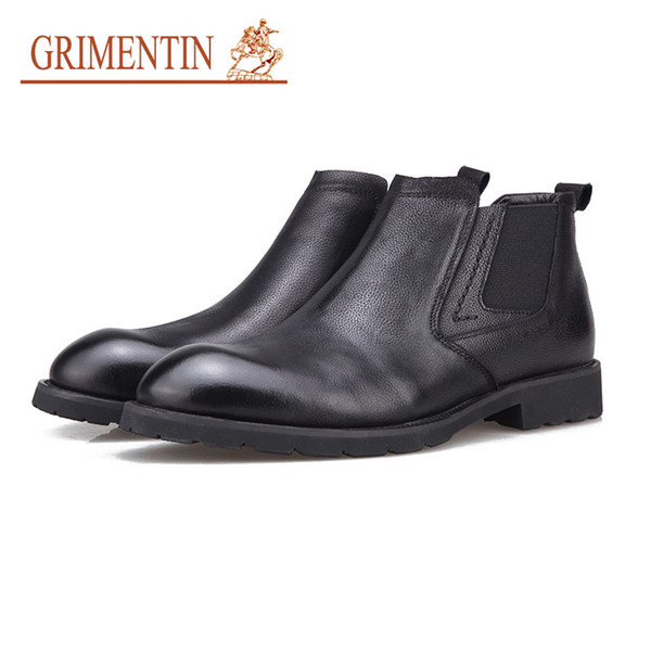 GRIMENTIN Winter brand Men Boots Hot Sale Genuine Leather Italian Black Fashion Casual Ankle Men Boots For Business Mens Shoes